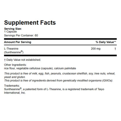 Theanine as Suntheanine 200 mg patient one