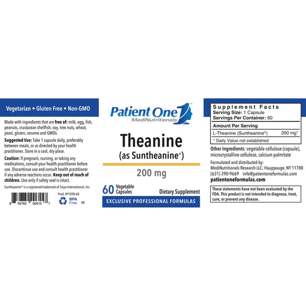Theanine as Suntheanine 200 mg patient one