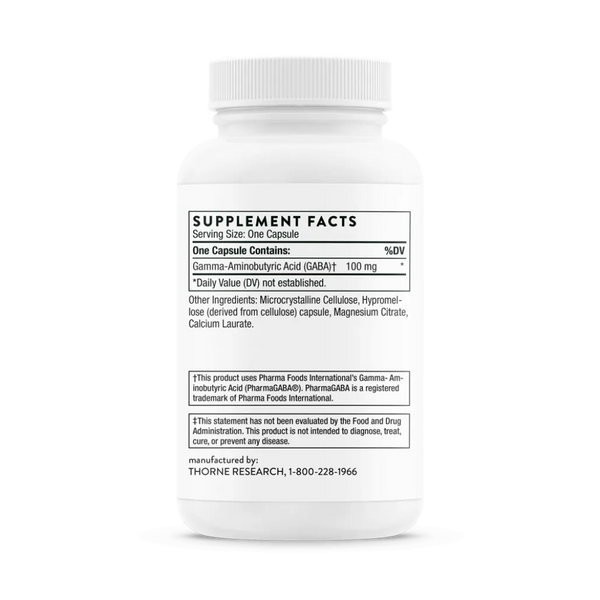 Thorne PharmaGABA-100 60 caps supplement facts