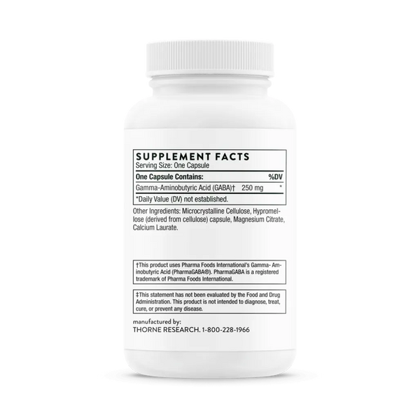 Thorne PharmaGABA-250 60 caps supplement facts