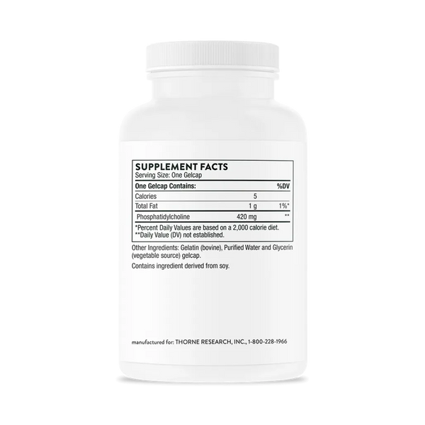 Thorne Phosphatidyl Choline 60 softgels supplement facts