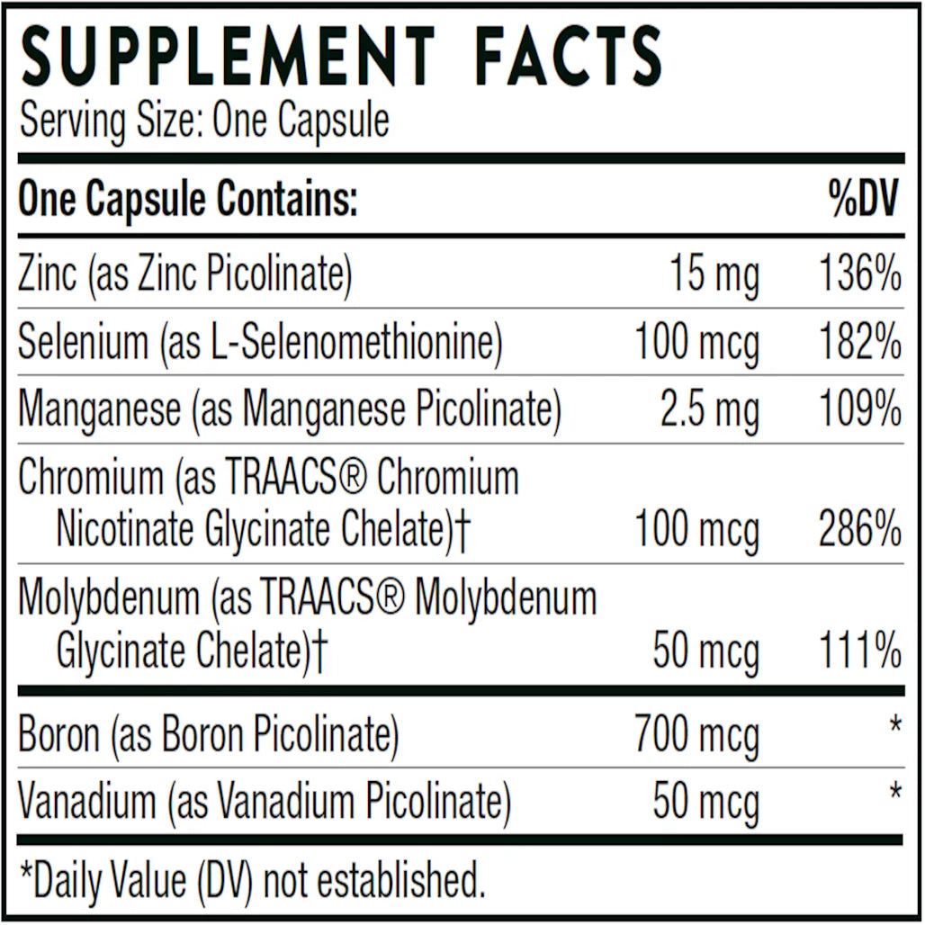 Thorne Pic-Mins 90 caps supplement facts