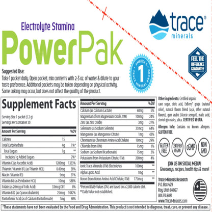 Power Pak Non GMO Acai Berry Trace Minerals Research