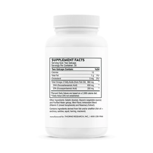 Thorne Prenatal DHA 60 Gelcaps supplement facts