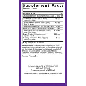 Ingredients of Prostate 5LX dietary supplement - saw palmetto, organic green tea