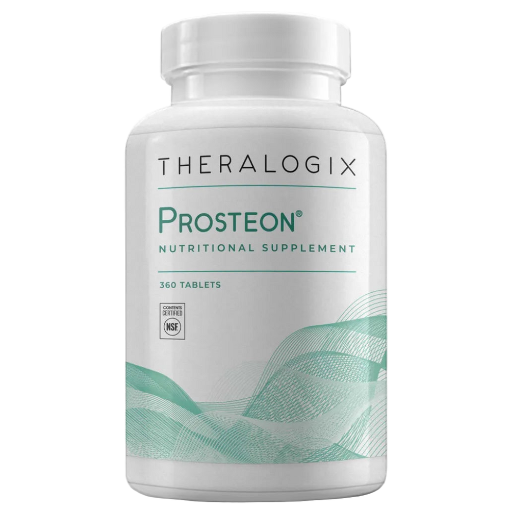 Theralogix Prosteon Bone Health Supplement bottle – calcium citrate, vitamin D3, K2, magnesium and boron blend for strong bones.