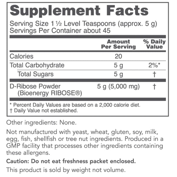 D-Ribose Powder 8 oz Protocol for life Balance
