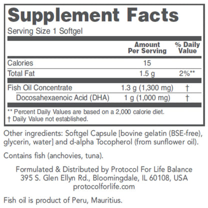 DHA 1000 mg Protocol for life Balance