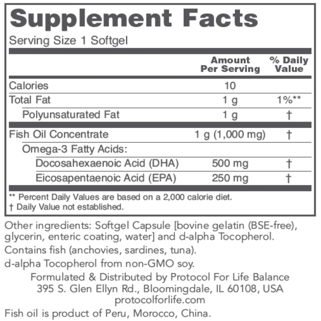 DHA-500 (500 DHA/250 EPA) Protocol for life Balance