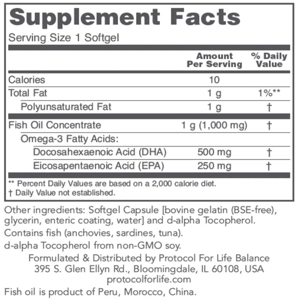DHA-500 (500 DHA/250 EPA) Protocol for life Balance