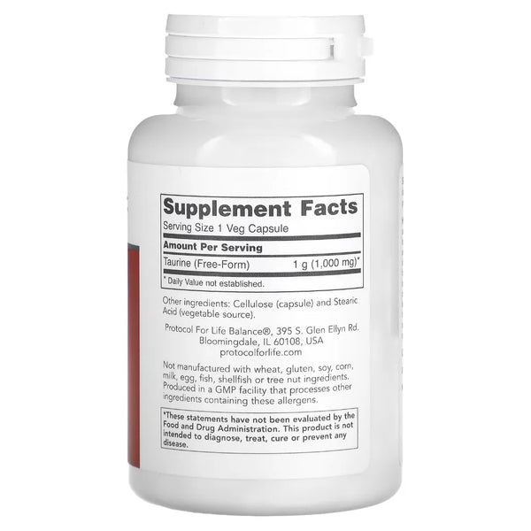 Taurine Extra Strength 1000 mg Protocol for life Balance