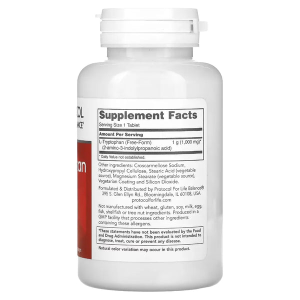 L-Tryptophan 1000 mg Supplement Ingredients - L- Tryptophan 1g