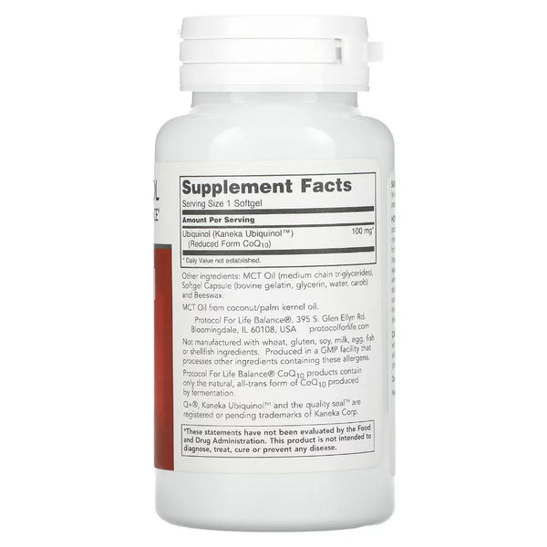 Ubiquinol 100 mg Protocol for life Balance