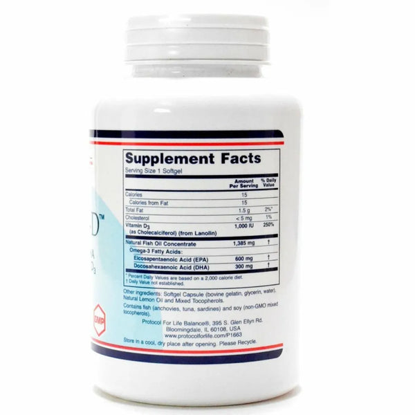 Ultra Omega 3-D 90 softgels Protocol for life Balance