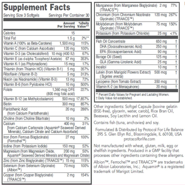 Pre-Natal Multivitamin with DHA Protocol for life Balance