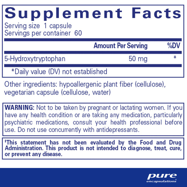 Pure Encapsulations 5-HTP (5-Hydroxytryptophan) 50 mg  Supplement Ingredients