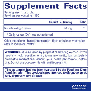 Ingredients of Pure Encapsulations 5-HTP (5-Hydroxytryptophan) 50 mg Dietary Supplement