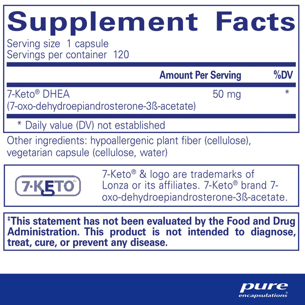 Ingredients of 7-Keto DHEA 50 mg by Pure Encapsulations