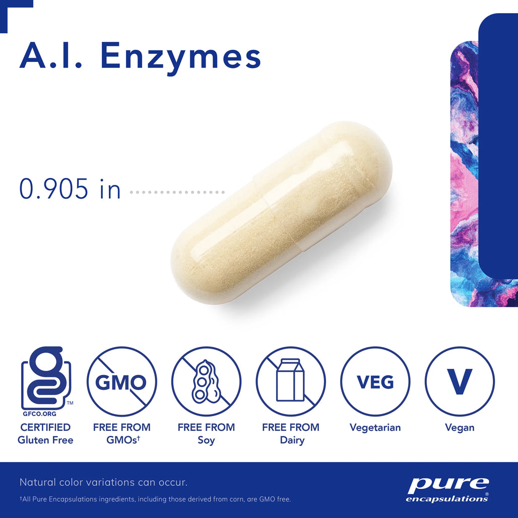 A.I. Enzymes - 120 capsules by Pure Encapsulations balanced plant based digestive enzyme formula