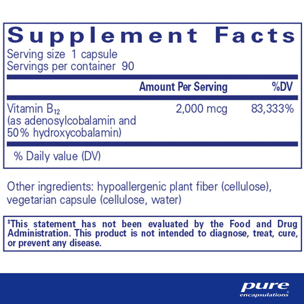 Pure Encapsulations Adenosyl Hydroxy B12 supplements facts