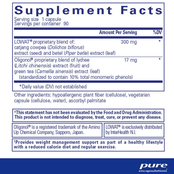 Pure Encapsulations AdipoLean II supplements facts
