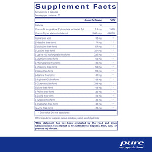 Pure Encapsulations Amino-NR supplements facts