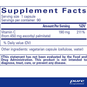 Pure Encapsulations Ascorbyl Palmitate supplements facts