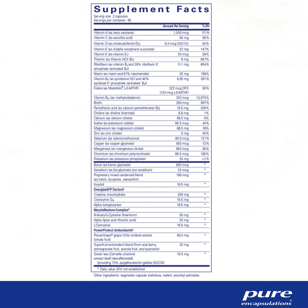Pure Encapsulations Athletic Nutrients supplements ingredients