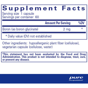 Pure Encapsulations Boron Glycinate 2 mg supplements facts