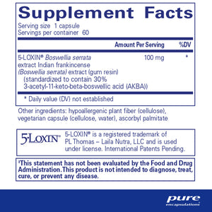 Pure Encapsulations Boswellia AKBA supplements facts