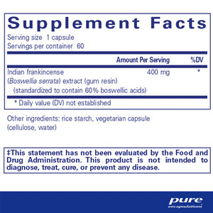 Pure Encapsulations Boswellia supplements facts