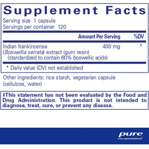 Pure Encapsulations Boswellia supplements ingredients