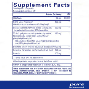 Pure Encapsulations Brain Reset supplements facts