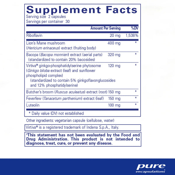 Pure Encapsulations Brain Reset supplements facts