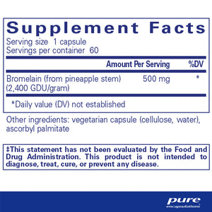 Pure Encapsulations Bromelain 2400 supplements facts