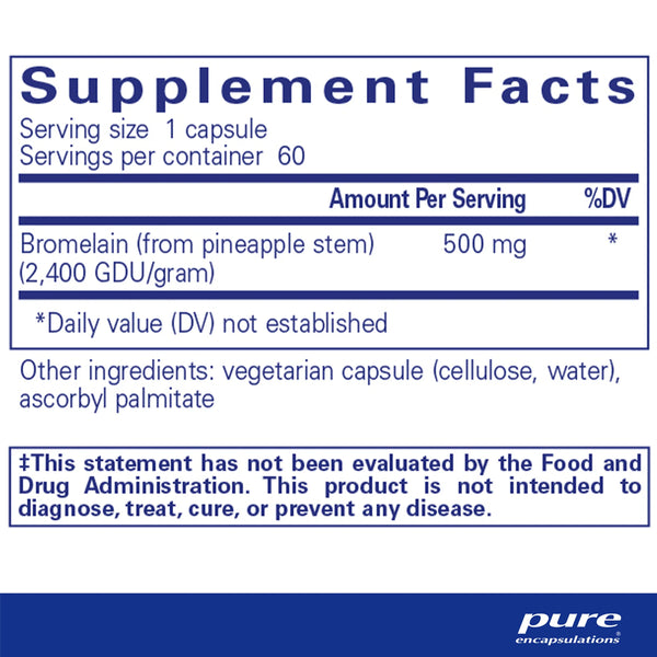 Pure Encapsulations Bromelain 2400 supplements facts