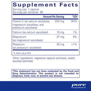 Pure Encapsulations Buffered Ascorbic Acid supplements facts