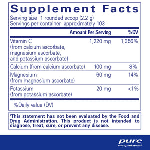 Pure Encapsulations Buffered Ascorbic Acid Powder supplements facts