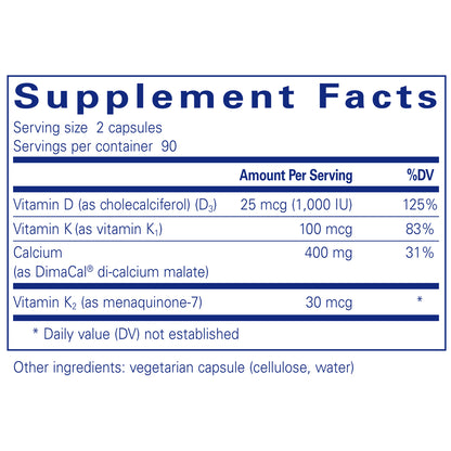 Pure Encapsulations Calcium K/D supplements facts