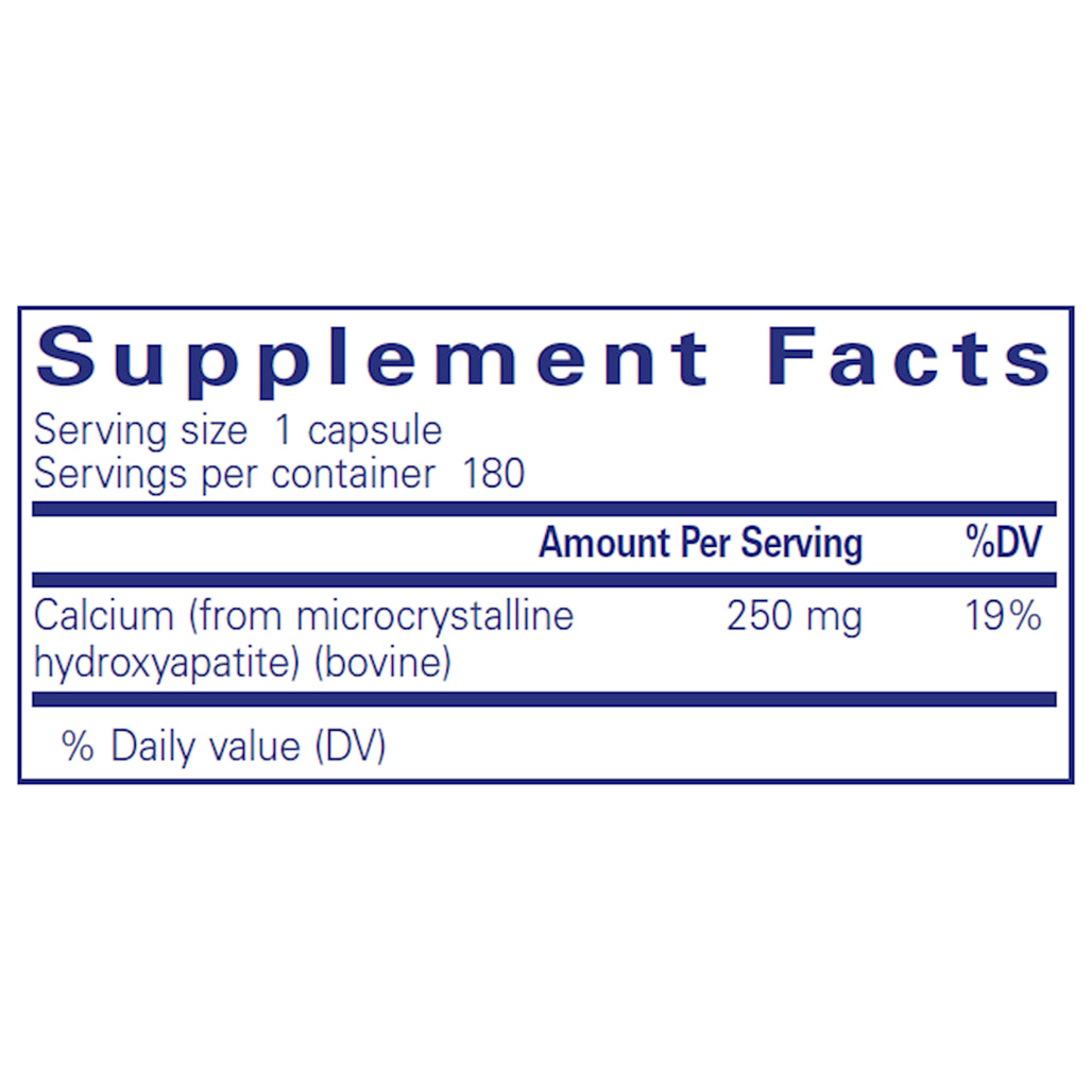 Pure Encapsulations Calcium (MCHA) 250 mg supplements facts