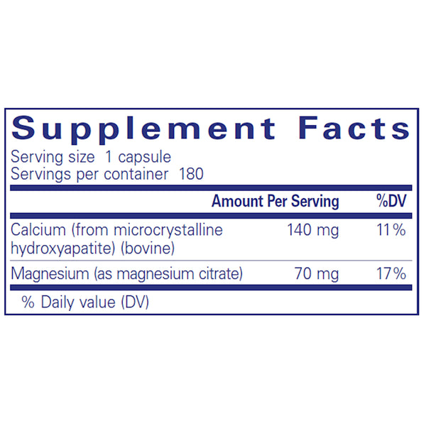 Pure Encapsulations Calcium (MCHA) With Magnesium supplements facts