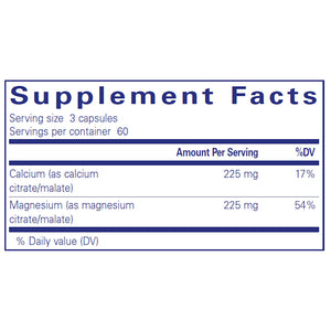 Pure Encapsulations Calcium Magnesium Citrate/Malate supplements facts