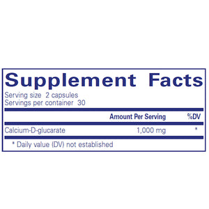 Pure Encapsulations Calcium-d-Glucarate 1000 mg supplements facts