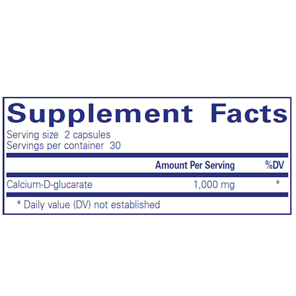 Pure Encapsulations Calcium-d-Glucarate 1000 mg supplements facts
