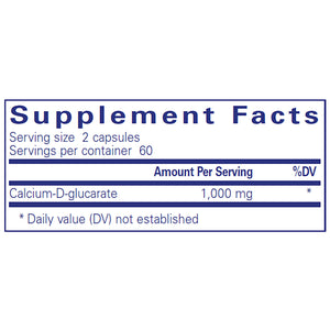 Pure Encapsulations Calcium-d-Glucarate 1000 mg supplements facts