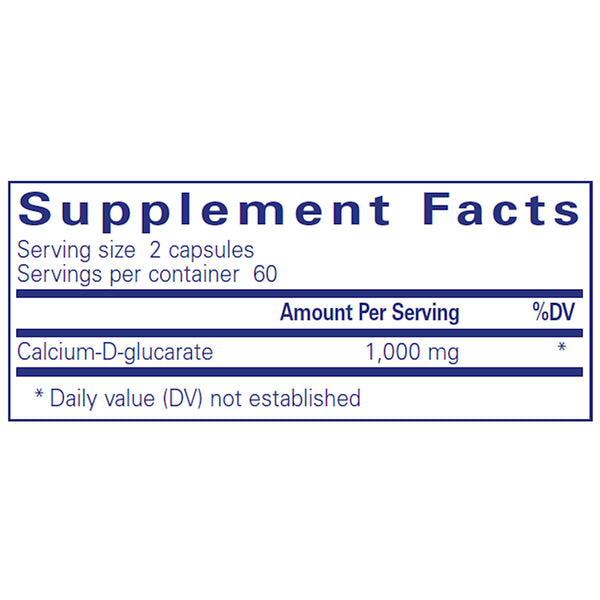 Pure Encapsulations Calcium-d-Glucarate 1000 mg supplements facts