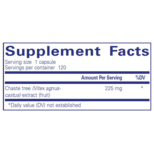 Pure Encapsulations Chaste Tree Vitex Supplement Facts
