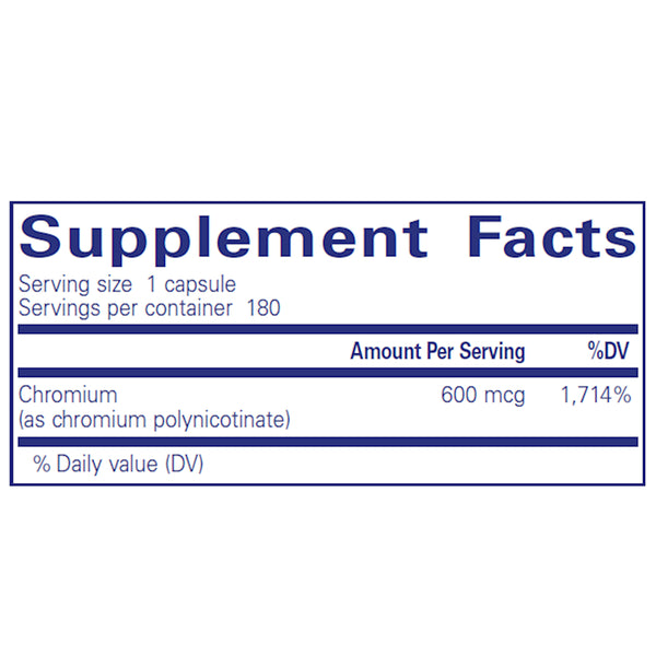 Pure Encapsulations ChromeMate GTF 600 supplements facts