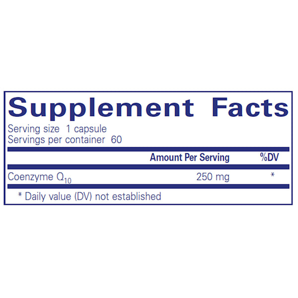 Pure Encapsulations CoQ10 250 mg supplements facts