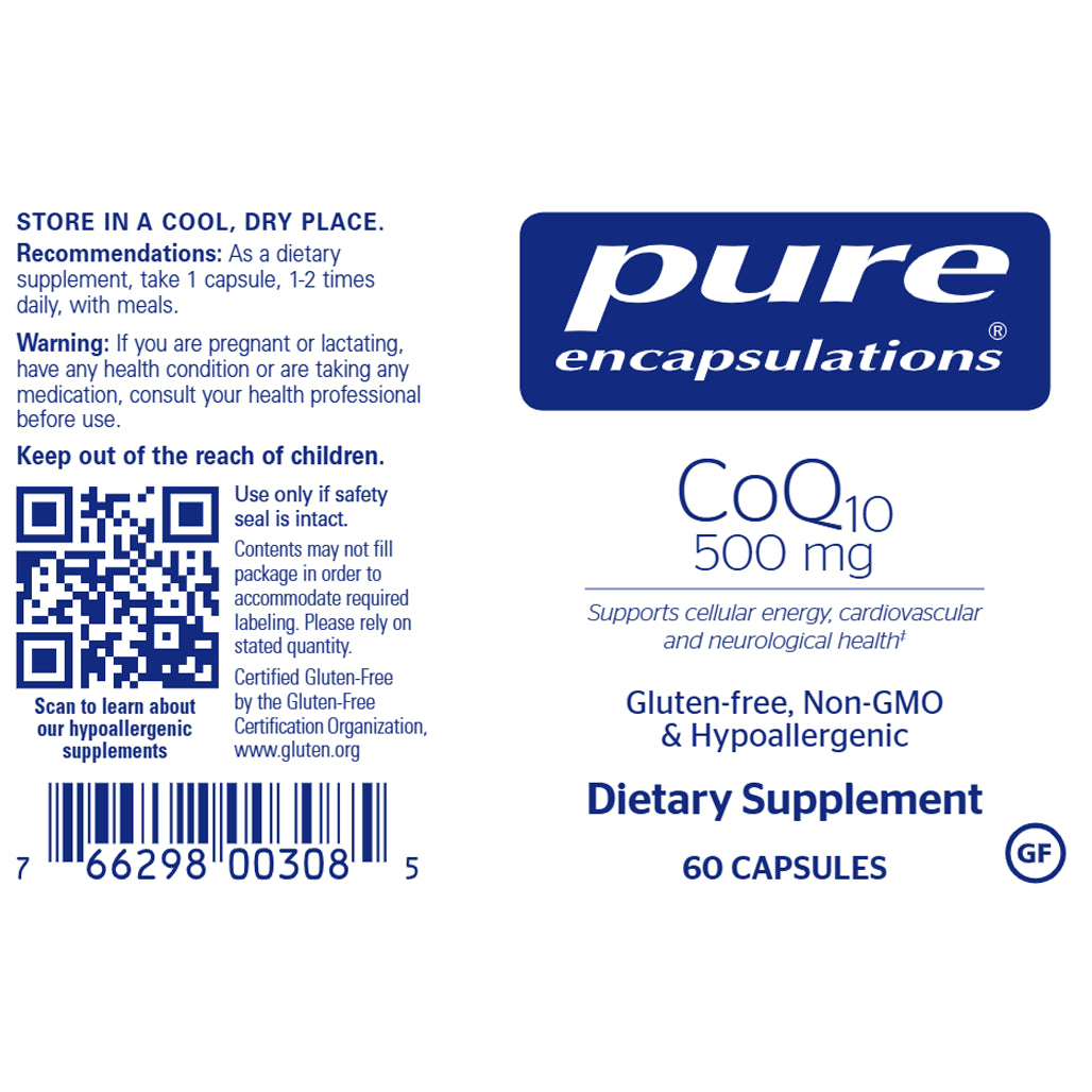  Pure Encapsulations CoQ10 500mg Supplement - Support Cardiovascular Health